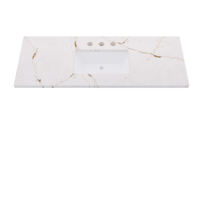 55" Vanderloc Silestone® Quartz Bathroom Vanity Top | Single Rectangle Sink | Centered in Versailles Ivory