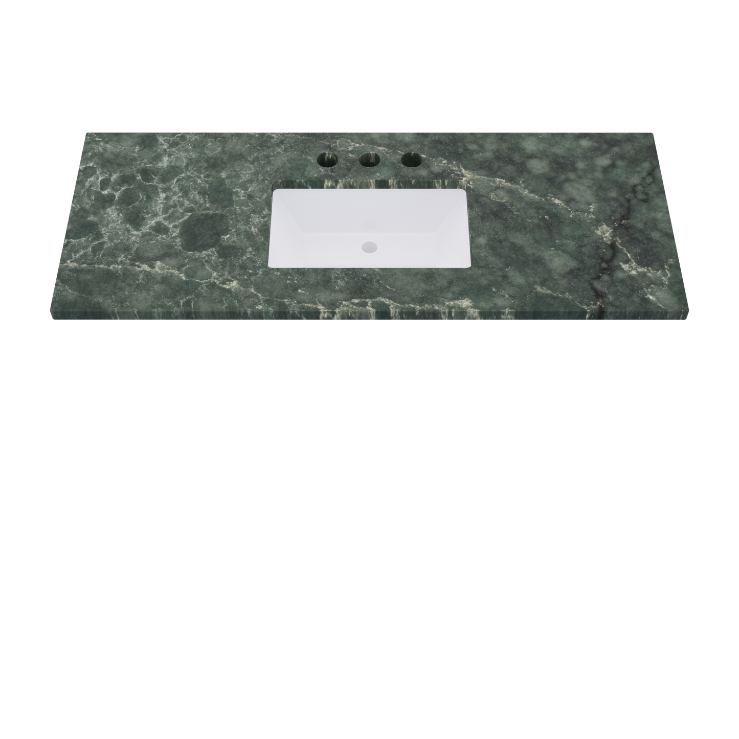 55" Vanderloc Silestone® Quartz Bathroom Vanity Top | Single Rectangle Sink | Centered in Jardin Emerald