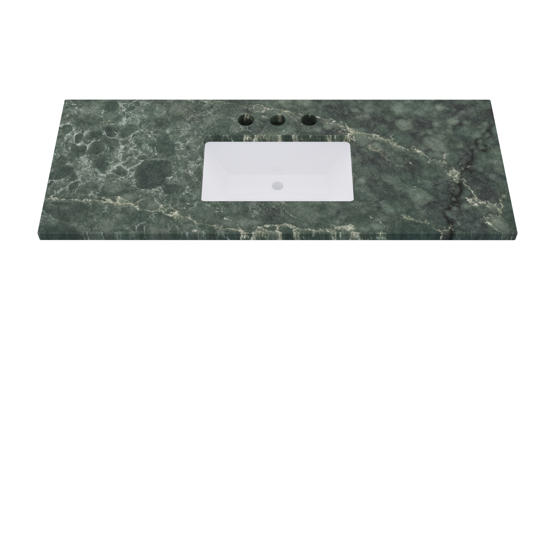 55" Vanderloc Silestone® Quartz Bathroom Vanity Top | Single Rectangle Sink | Centered in Jardin Emerald