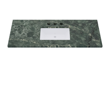 55" Vanderloc Silestone® Quartz Bathroom Vanity Top | Single Rectangle Sink | Centered in Jardin Emerald