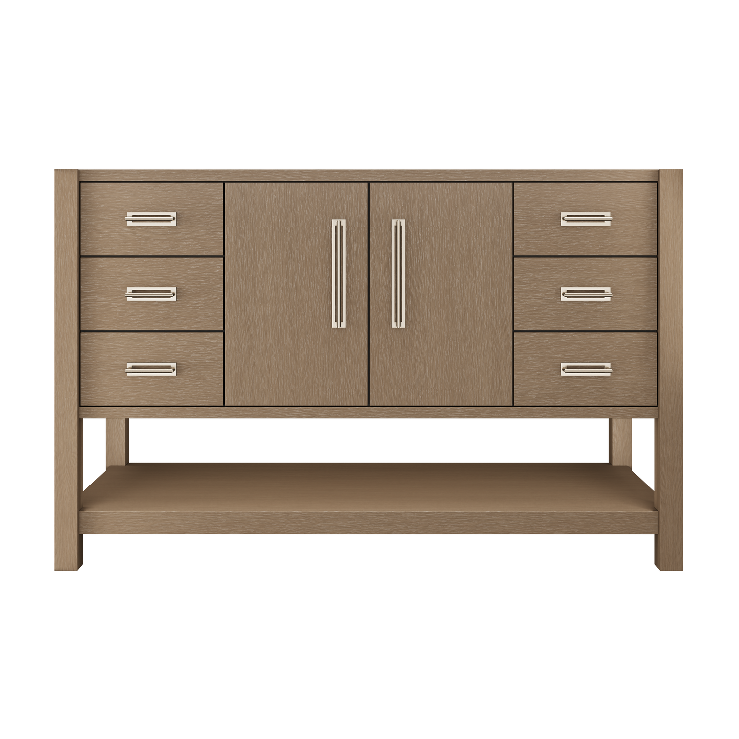 Kiawah Single Extra-Wide Bath Vanity 54in Smoked Modern Satin Nickel
