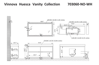 Vinnova Huesca 60-inch single sink bathroom vanity in North American Oak — view 7