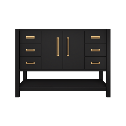 Kiawah Single Extra-Wide Bath Vanity 48in Noir Satin Gold