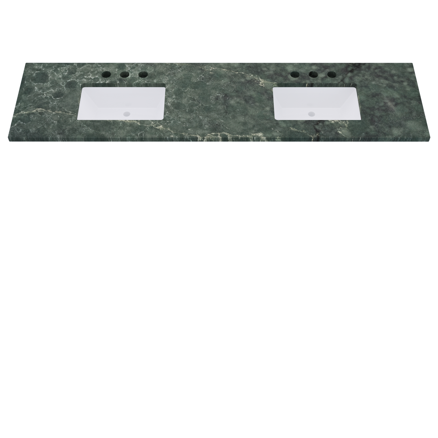 85" Vanderloc Silestone® Quartz Bathroom Vanity Top | Double Rectangle Sink | Centered in Jardin Emerald