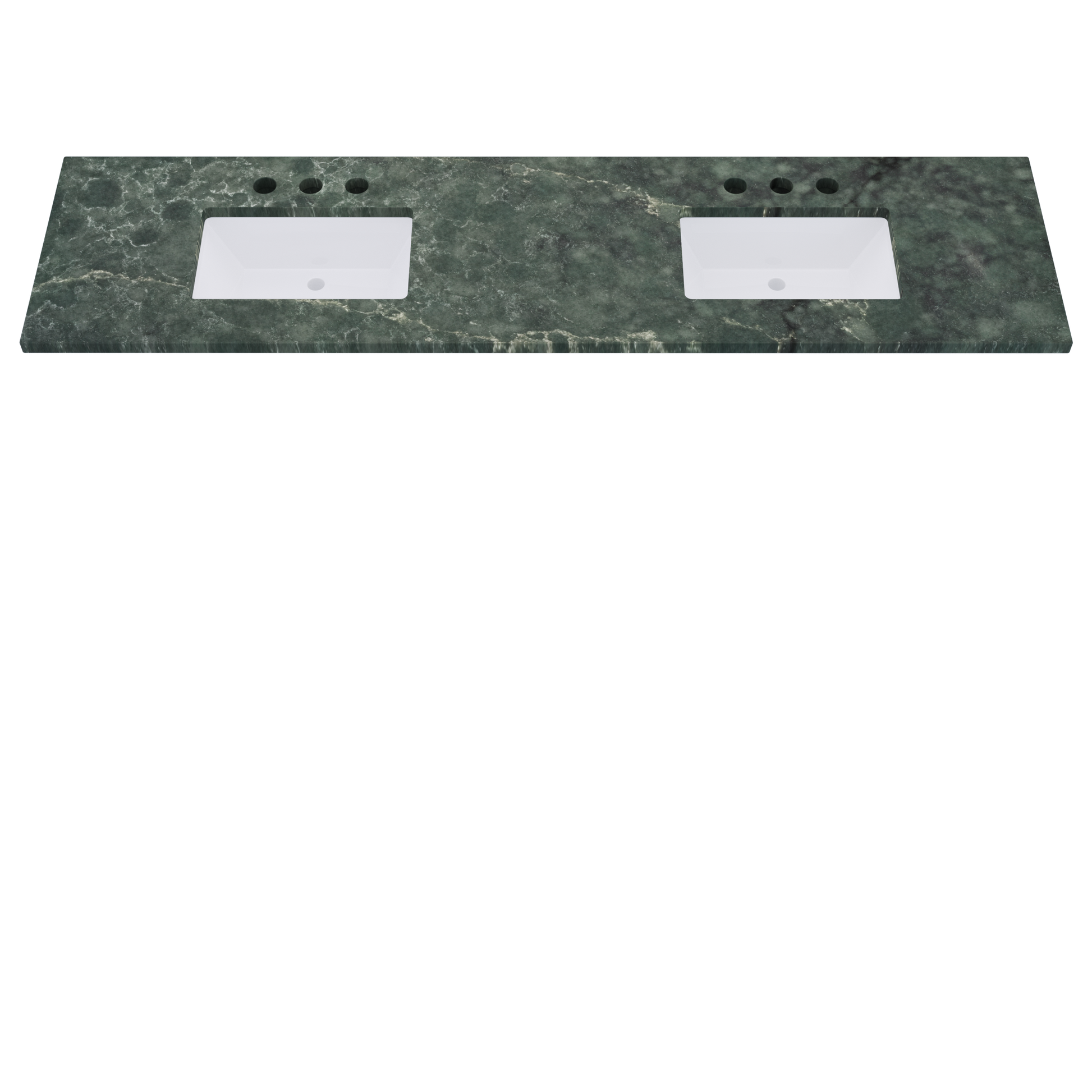 85" Vanderloc Silestone® Quartz Bathroom Vanity Top | Double Rectangle Sink | Centered in Jardin Emerald