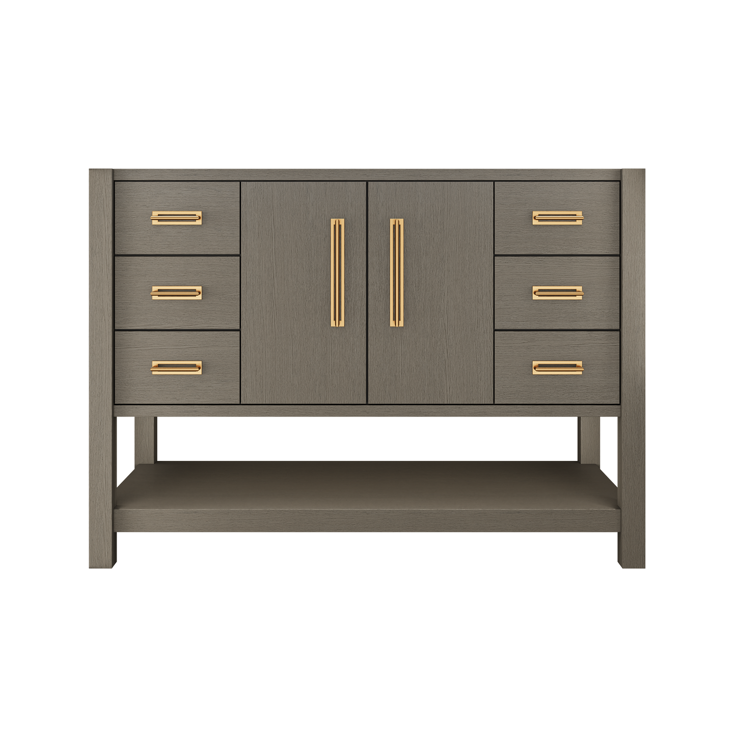 Kiawah Single Extra-Wide Bath Vanity 48in Gray Weathered Satin Gold