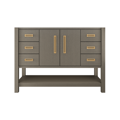 Kiawah Single Extra-Wide Bath Vanity 48in Gray Weathered Satin Gold