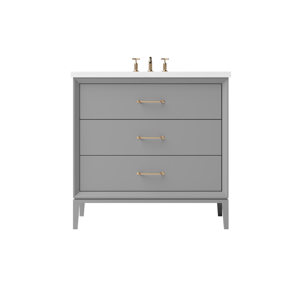 Vanderloc Alexandra Three-Drawer Single Sink 30" - Platinum Gray