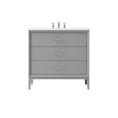 Vanderloc Alexandra Three-Drawer Single Sink 30" - Platinum Gray