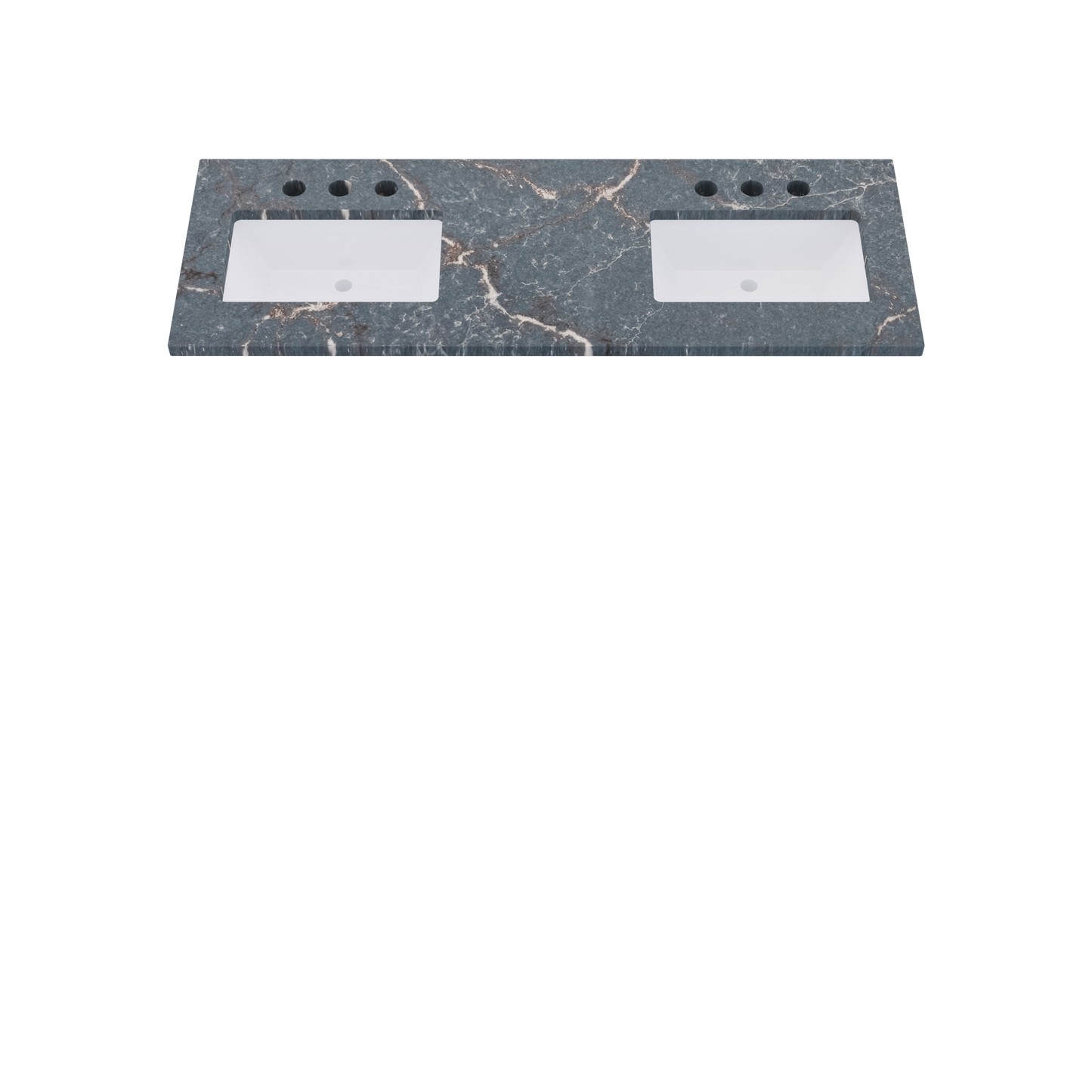 61" Vanderloc Silestone® Quartz Bathroom Vanity Top | Double Rectangle Sink | Offset in Parisien Bleu