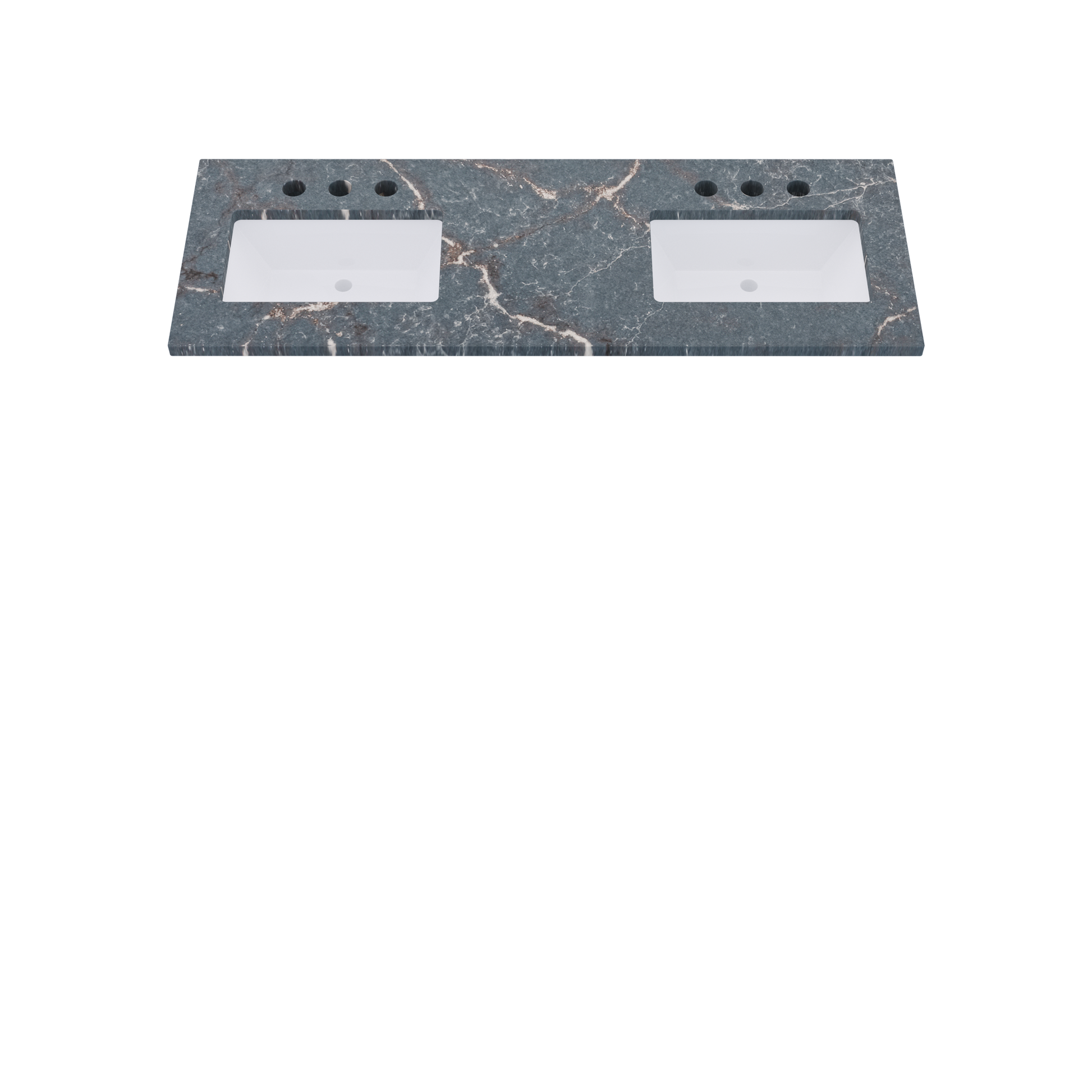 61" Vanderloc Silestone® Quartz Bathroom Vanity Top | Double Rectangle Sink | Offset in Parisien Bleu