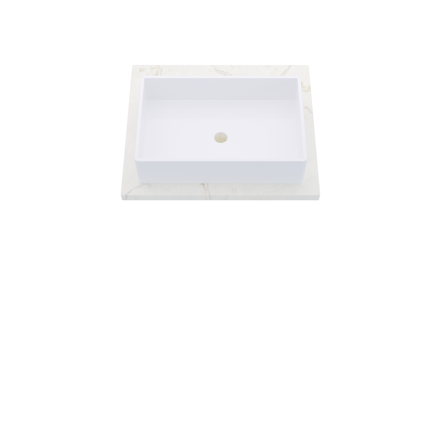 25" Vanderloc Silestone® Quartz Bathroom Vanity Top | Single Vigo Sink | Centered in Blanc Elysee