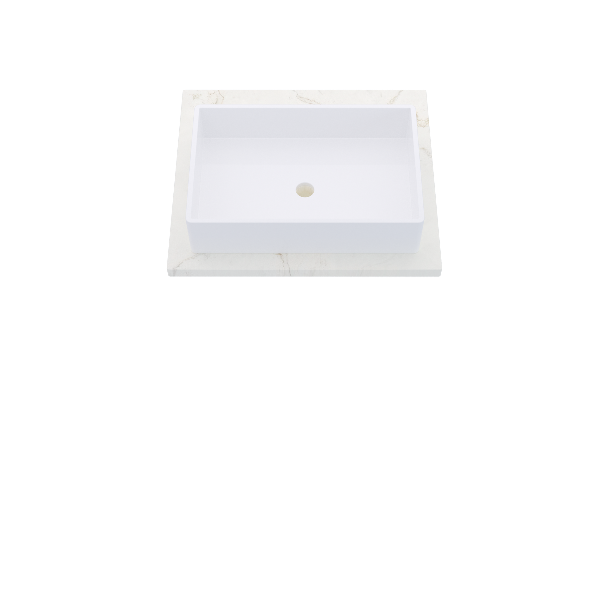 25" Vanderloc Silestone® Quartz Bathroom Vanity Top | Single Vigo Sink | Centered in Blanc Elysee