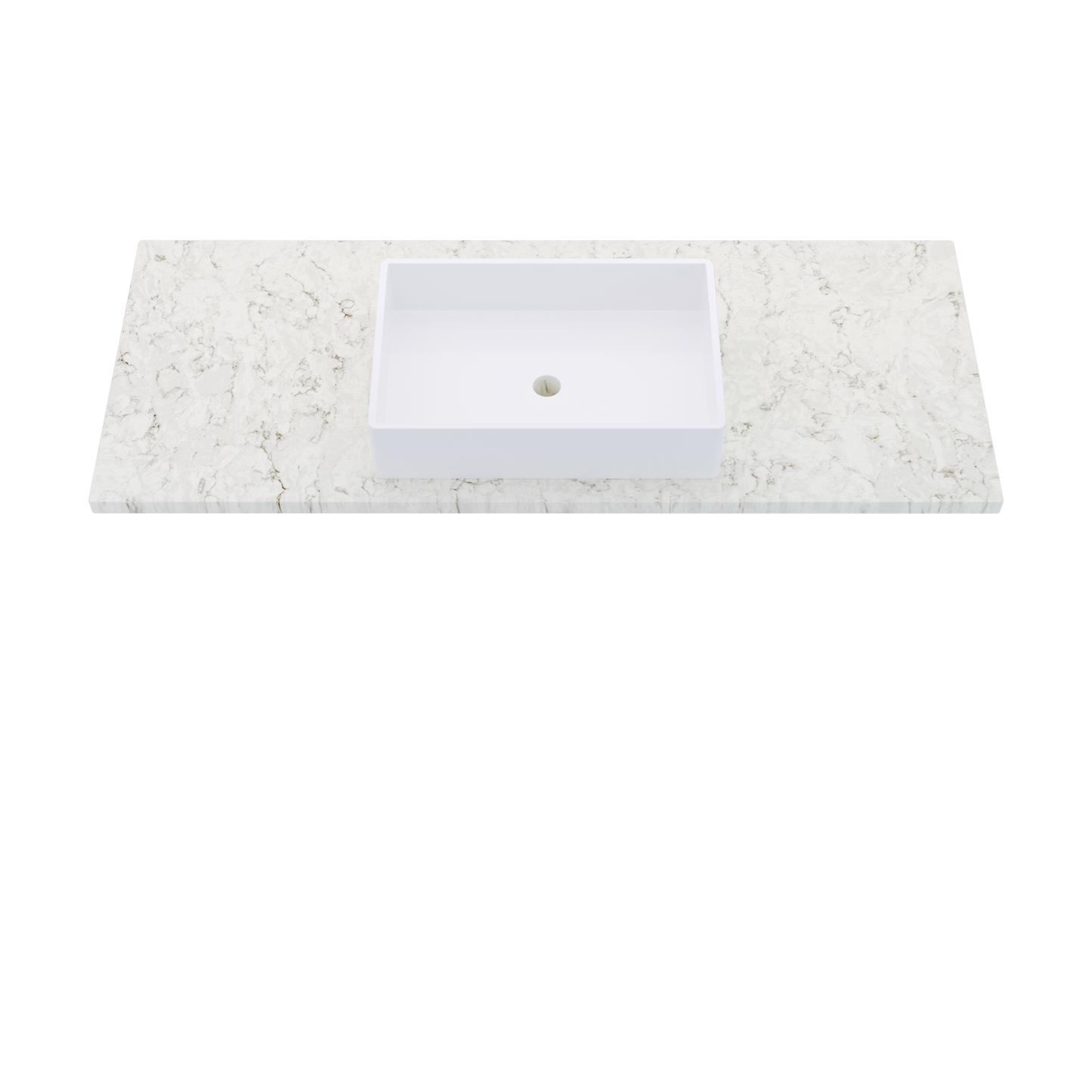 55" Vanderloc Silestone® Quartz Bathroom Vanity Top | Single Vigo Sink | Centered in Lusso