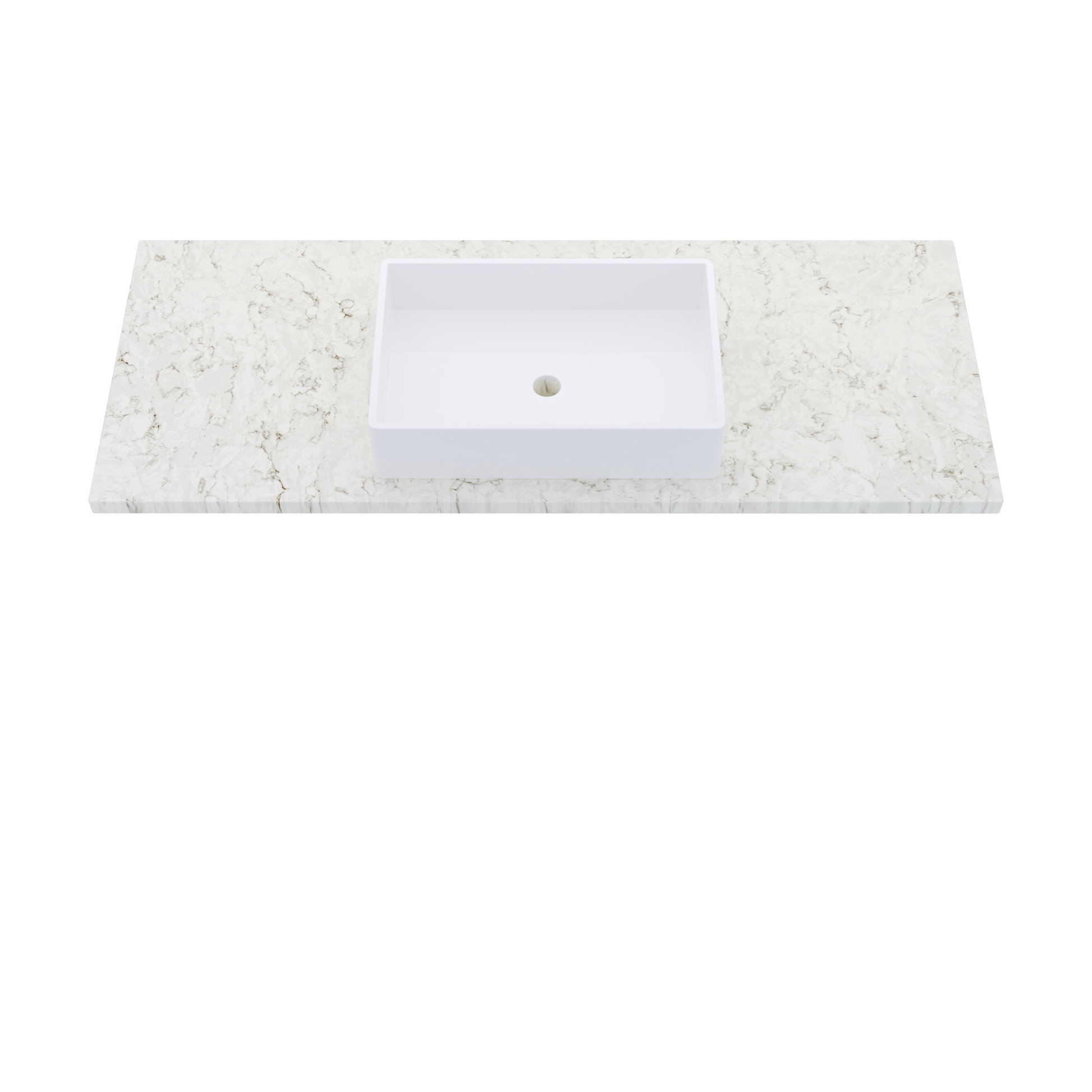55" Vanderloc Silestone® Quartz Bathroom Vanity Top | Single Vigo Sink | Centered in Lusso