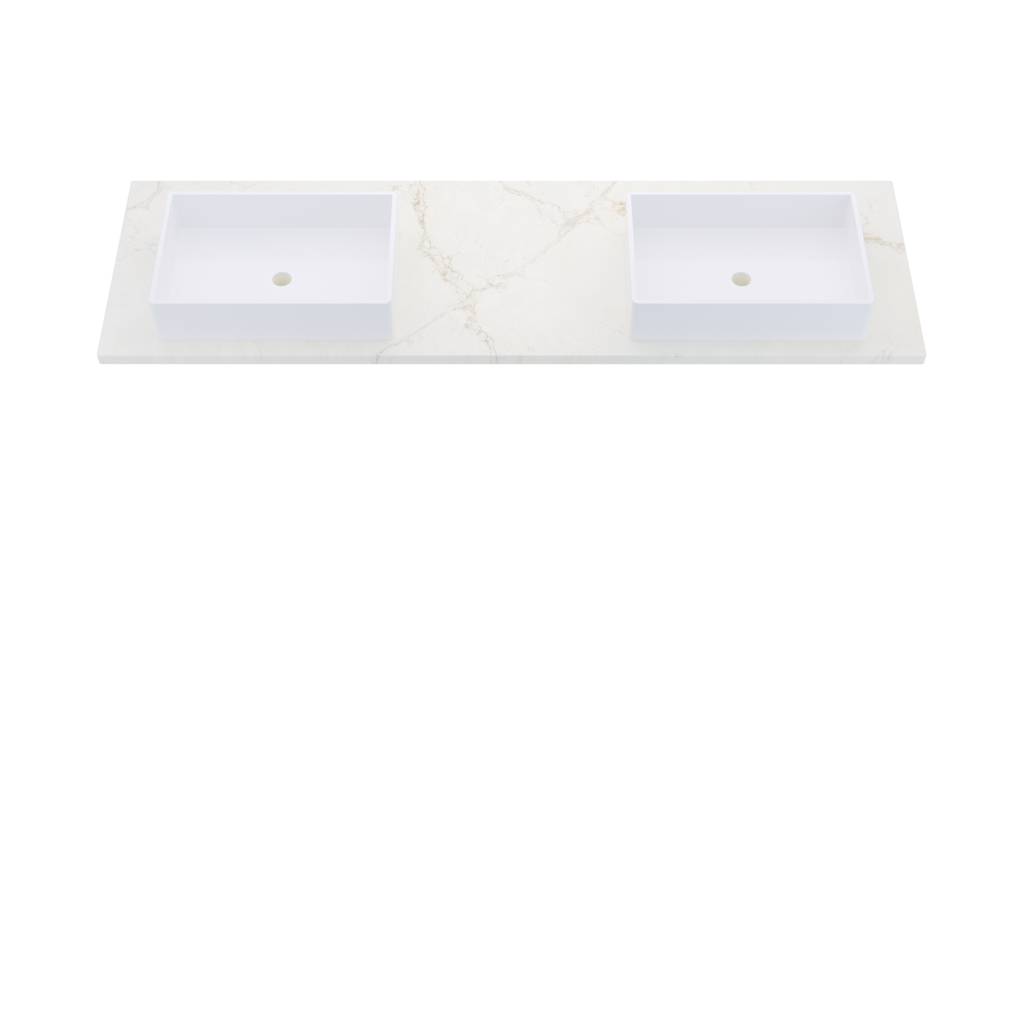 73" Vanderloc Silestone® Quartz Bathroom Vanity Top | Double Vigo Sink | Offset in Blanc Elysee