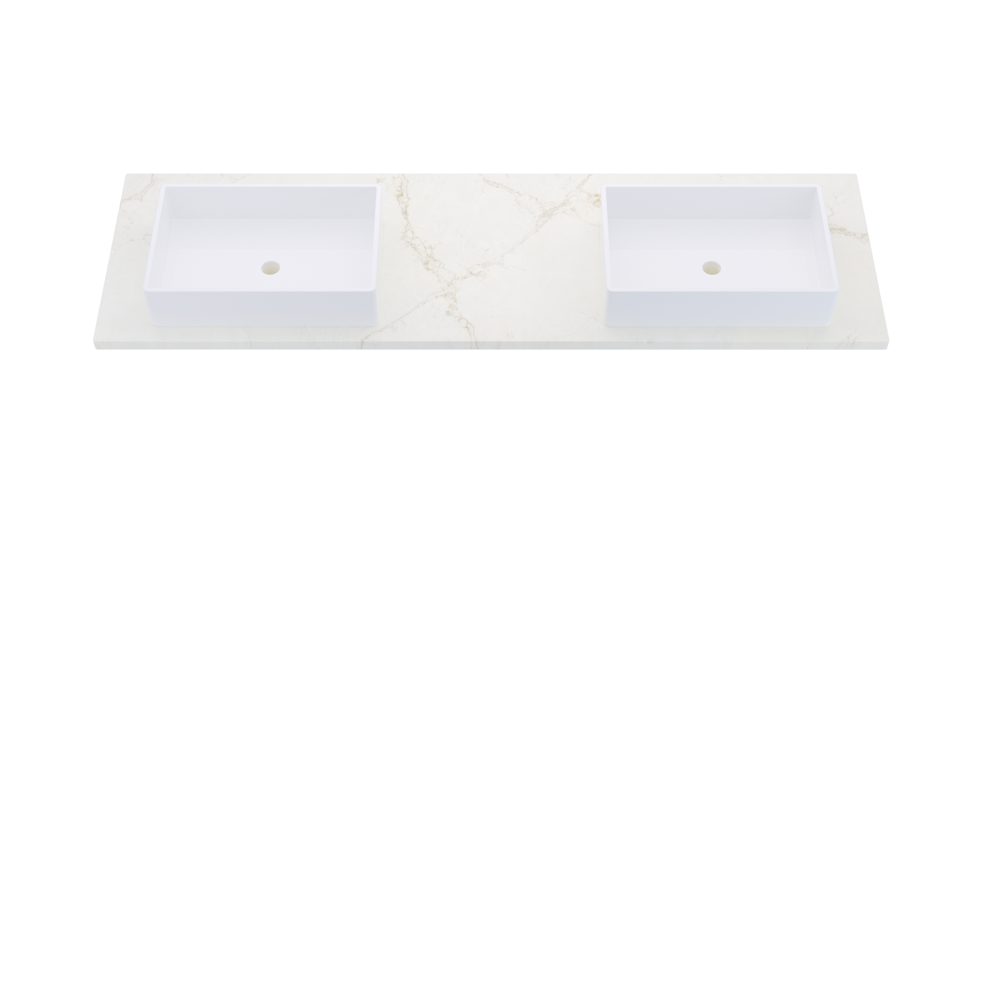 73" Vanderloc Silestone® Quartz Bathroom Vanity Top | Double Vigo Sink | Offset in Blanc Elysee