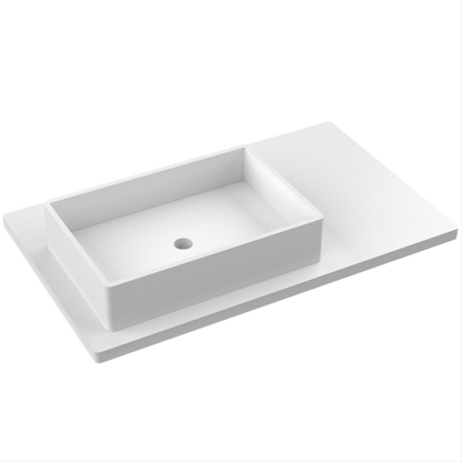 43" Vanderloc Silestone® Quartz Bathroom Vanity Top | Single Vigo Sink | Offset in White Zeus
