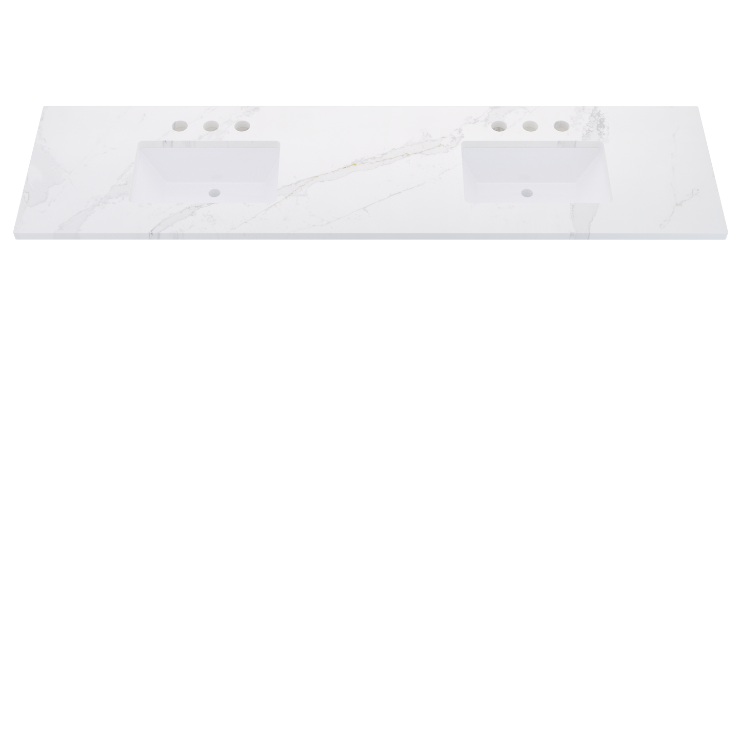85" Vanderloc Silestone® Quartz Bathroom Vanity Top | Double Rectangle Sink | Centered in Et Calacatta Gold
