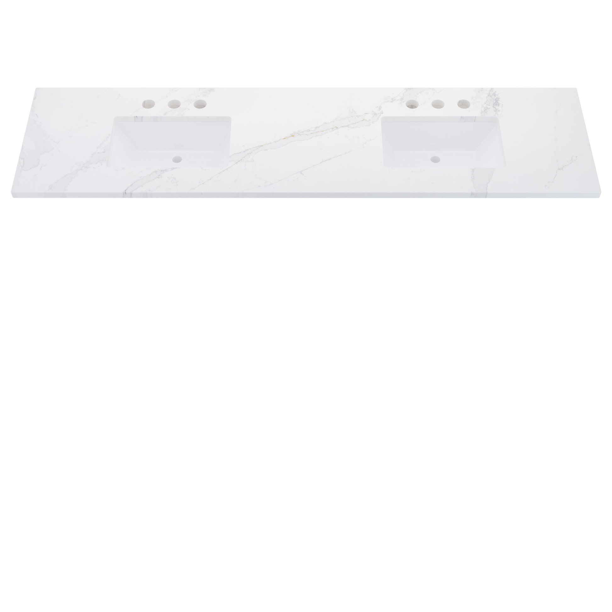 85" Vanderloc Silestone® Quartz Bathroom Vanity Top | Double Rectangle Sink | Centered in Et Calacatta Gold