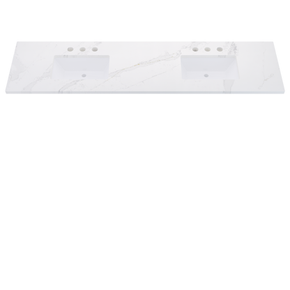 85" Vanderloc Silestone® Quartz Bathroom Vanity Top | Double Rectangle Sink | Centered in Et Calacatta Gold