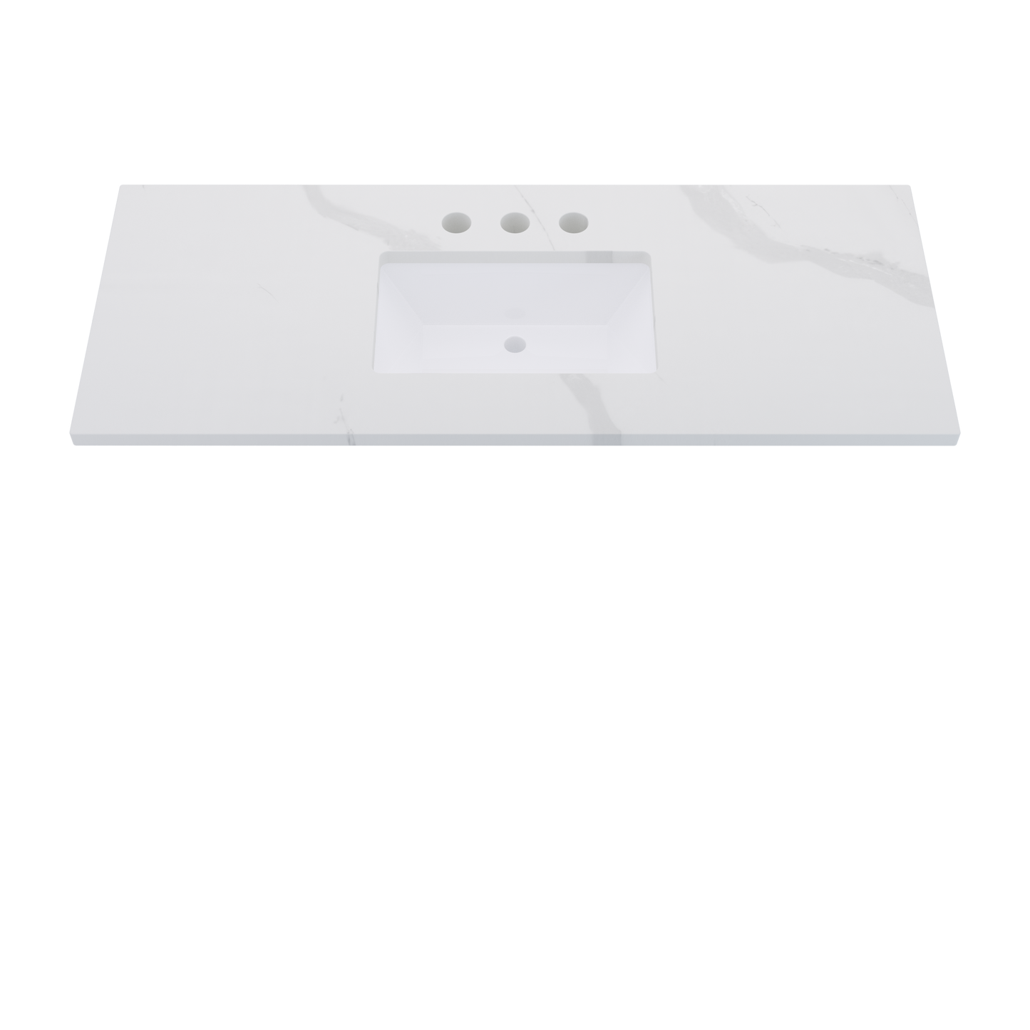 55" Vanderloc Silestone® Quartz Bathroom Vanity Top | Single Rectangle Sink | Centered in Classic Calacatta