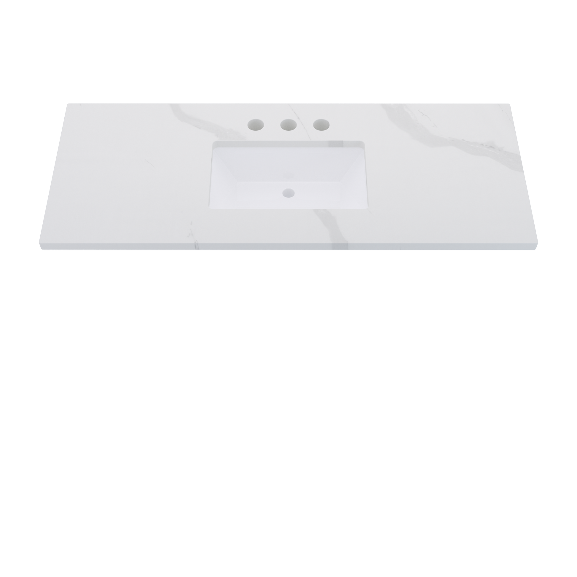55" Vanderloc Silestone® Quartz Bathroom Vanity Top | Single Rectangle Sink | Centered in Classic Calacatta
