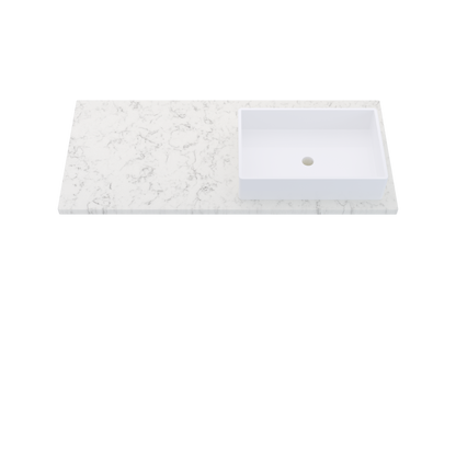 49" Vanderloc Silestone® Quartz Bathroom Vanity Top | Single Vigo Sink | Offset in Lyra