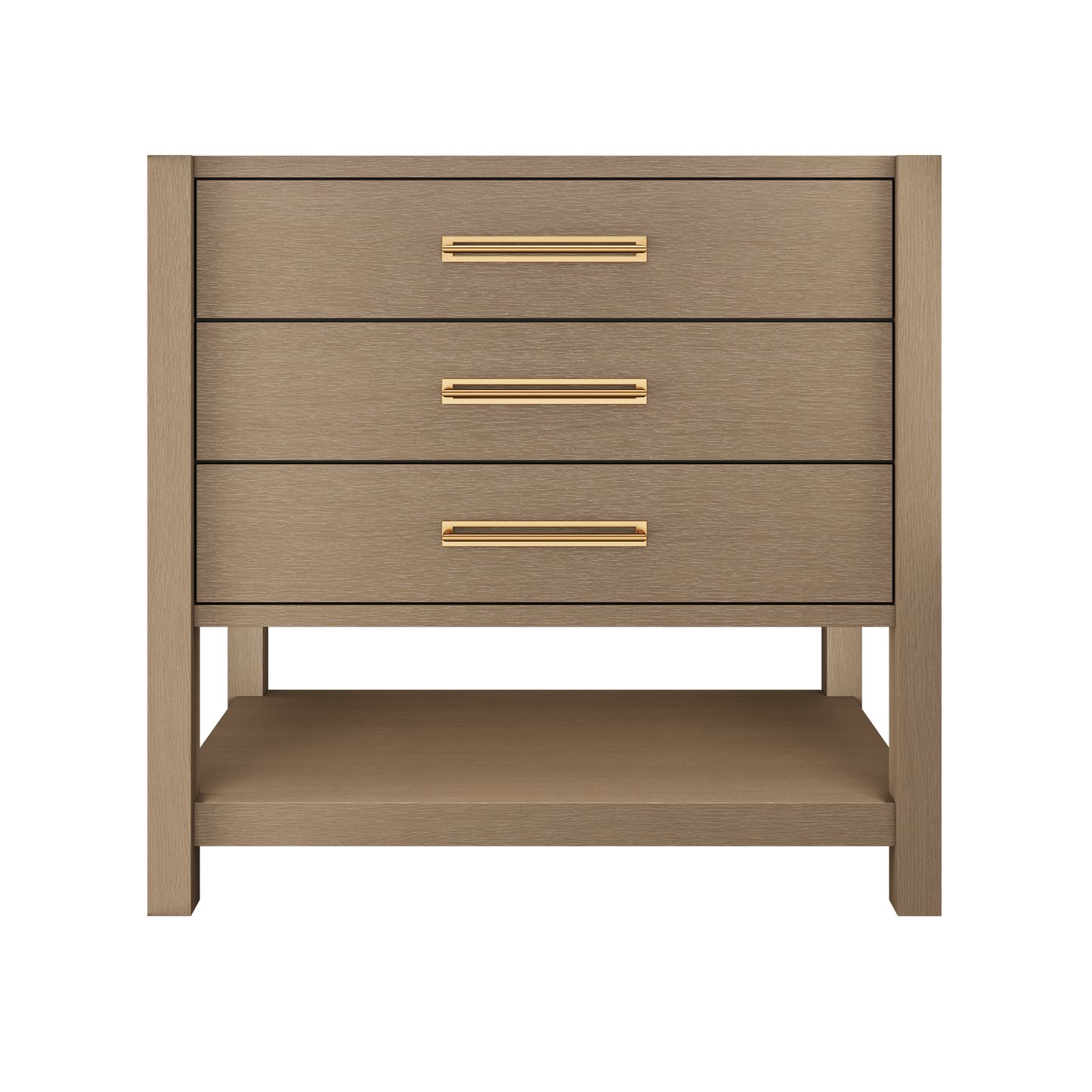 Kiawah 3-Drawer Single Bath Vanity 36in Smoked Modern Satin Gold