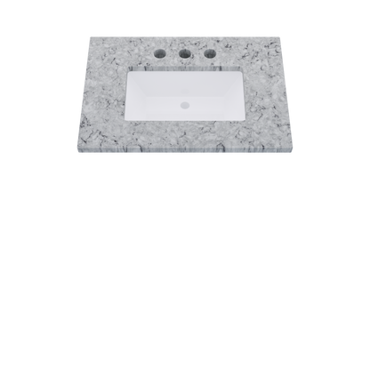 31" Vanderloc Silestone® Quartz Bathroom Vanity Top | Single Rectangle Sink | Centered in Pietra