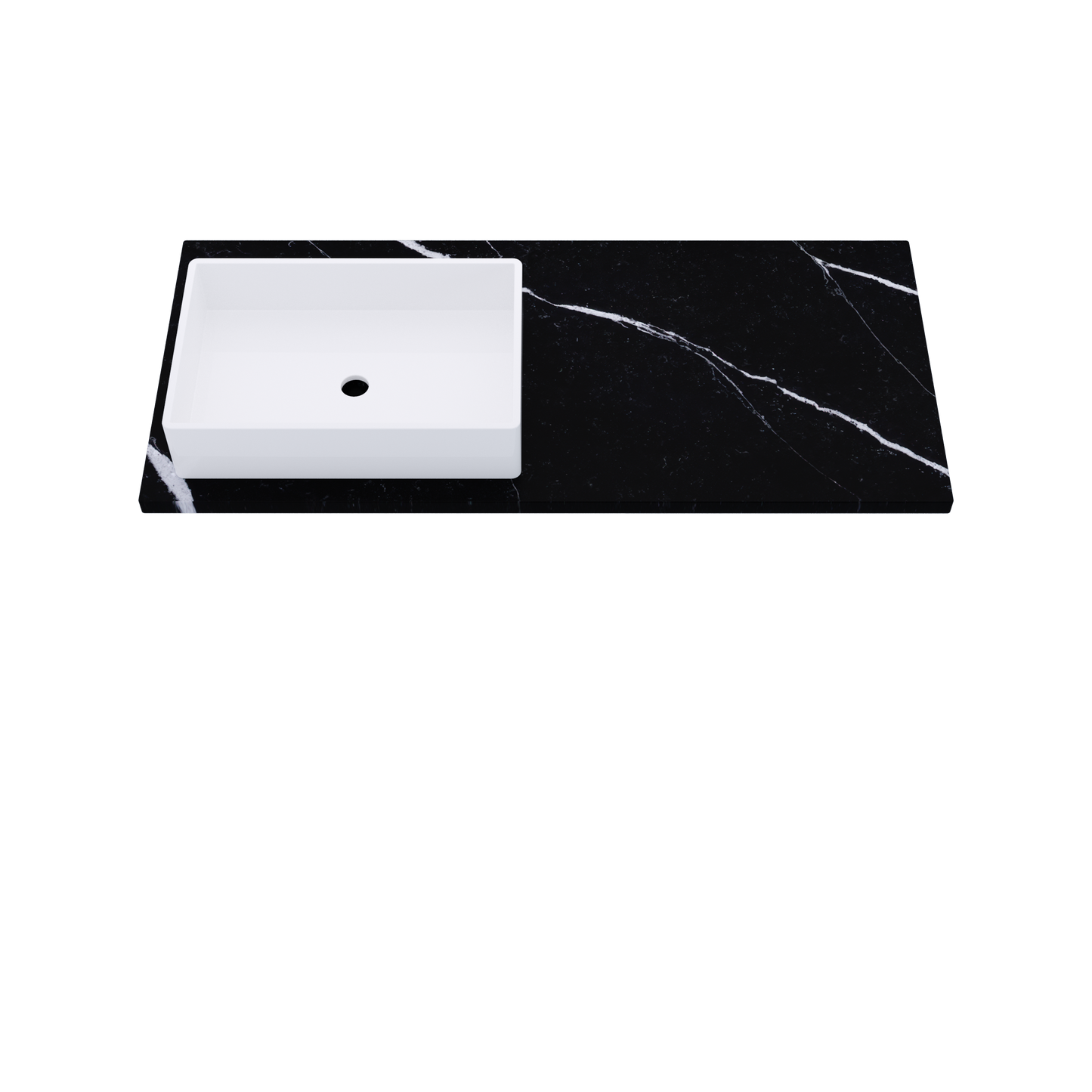 49" Vanderloc Silestone® Quartz Bathroom Vanity Top | Single Rectangle Sink | Offset in Et Marquina