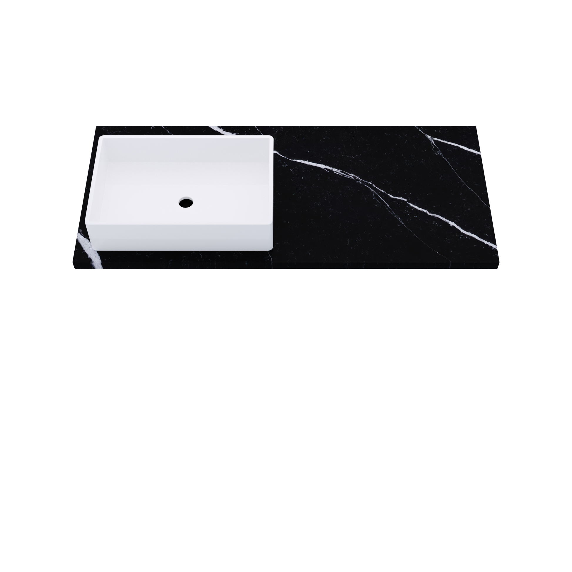 49" Vanderloc Silestone® Quartz Bathroom Vanity Top | Single Rectangle Sink | Offset in Et Marquina