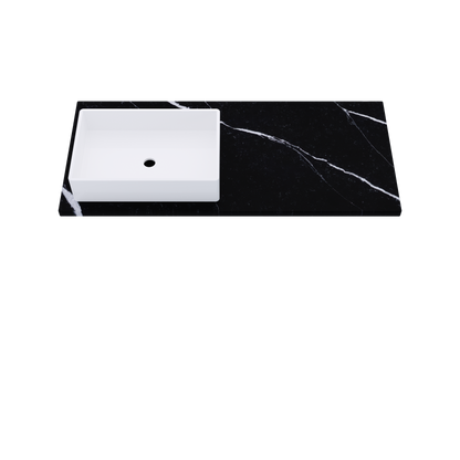 49" Vanderloc Silestone® Quartz Bathroom Vanity Top | Single Rectangle Sink | Offset in Et Marquina