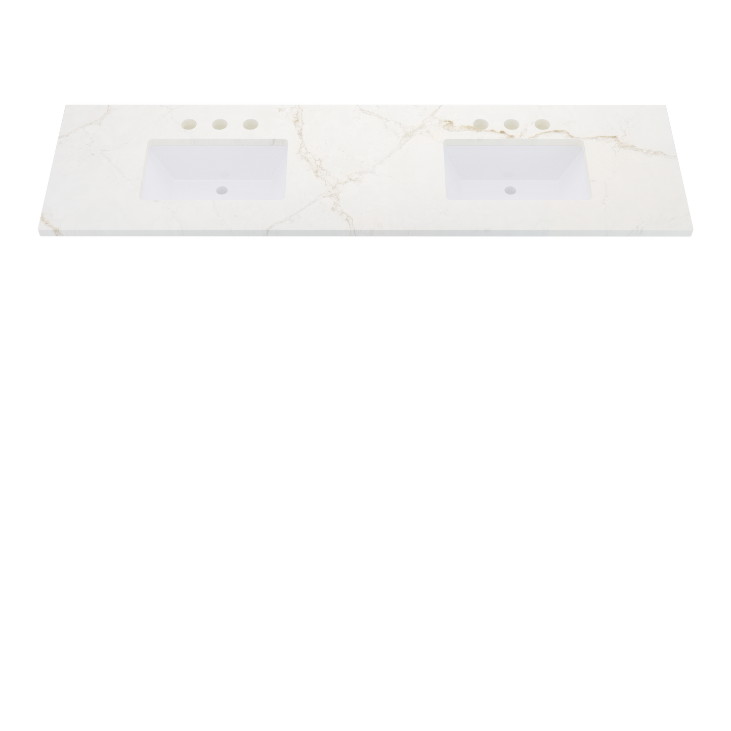 79" Vanderloc Silestone® Quartz Bathroom Vanity Top | Double Rectangle Sink | Centered in Blanc Elysee