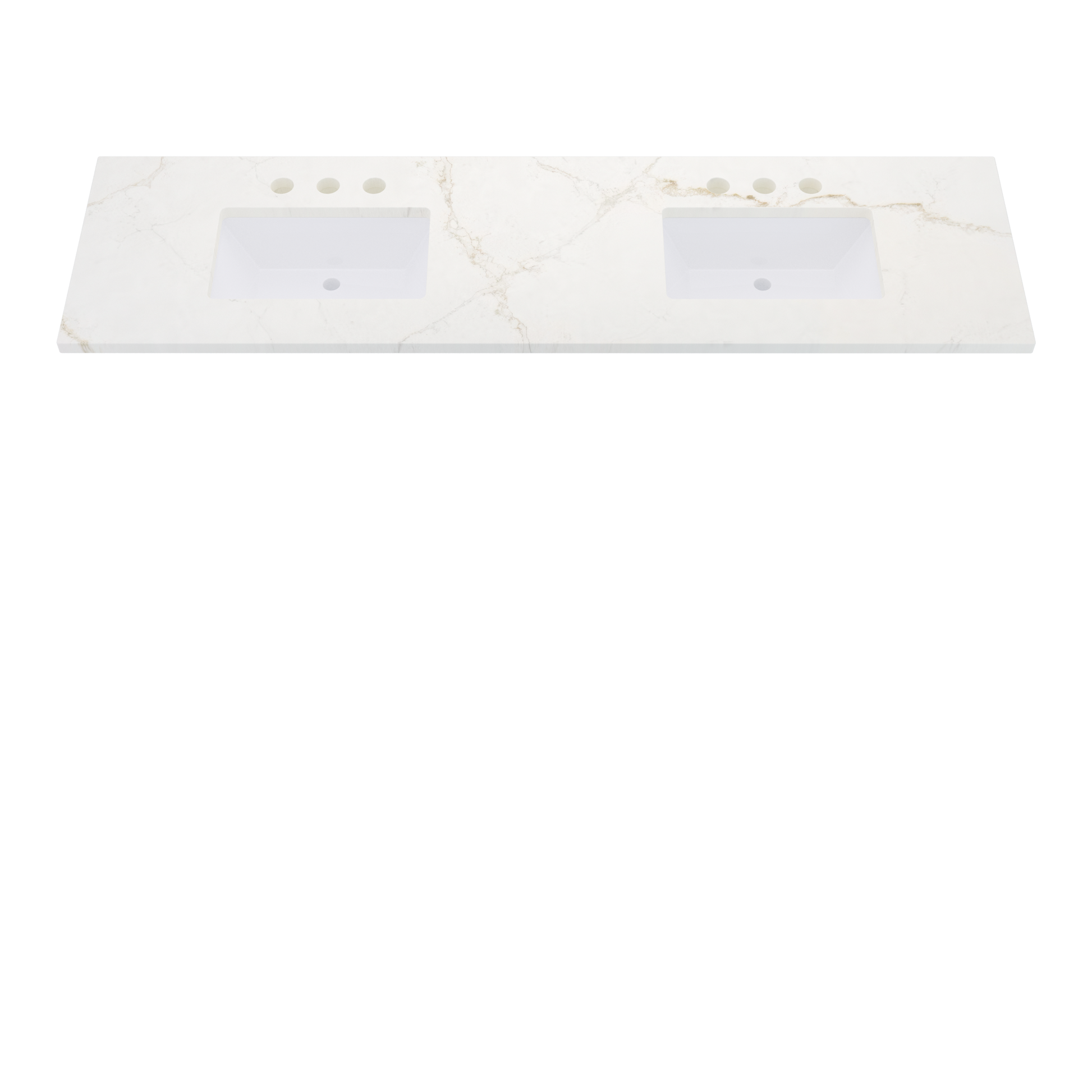 79" Vanderloc Silestone® Quartz Bathroom Vanity Top | Double Rectangle Sink | Centered in Blanc Elysee