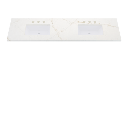 79" Vanderloc Silestone® Quartz Bathroom Vanity Top | Double Rectangle Sink | Centered in Blanc Elysee