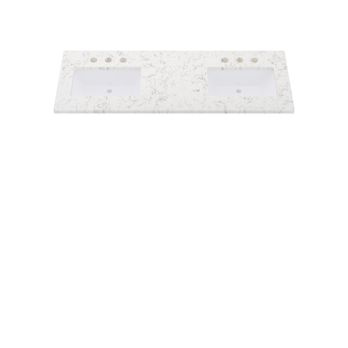 61" Vanderloc Silestone® Quartz Bathroom Vanity Top | Double Rectangle Sink | Offset in Lyra