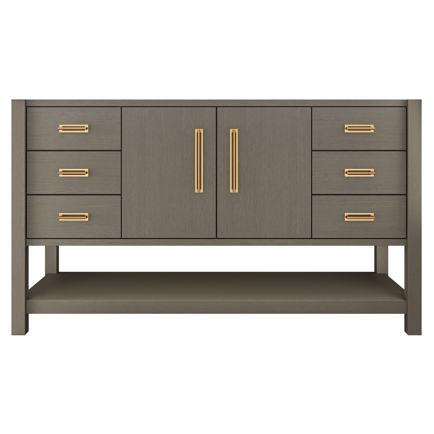 Kiawah Single Extra-Wide Bath Vanity 60in Gray Weathered Satin Gold