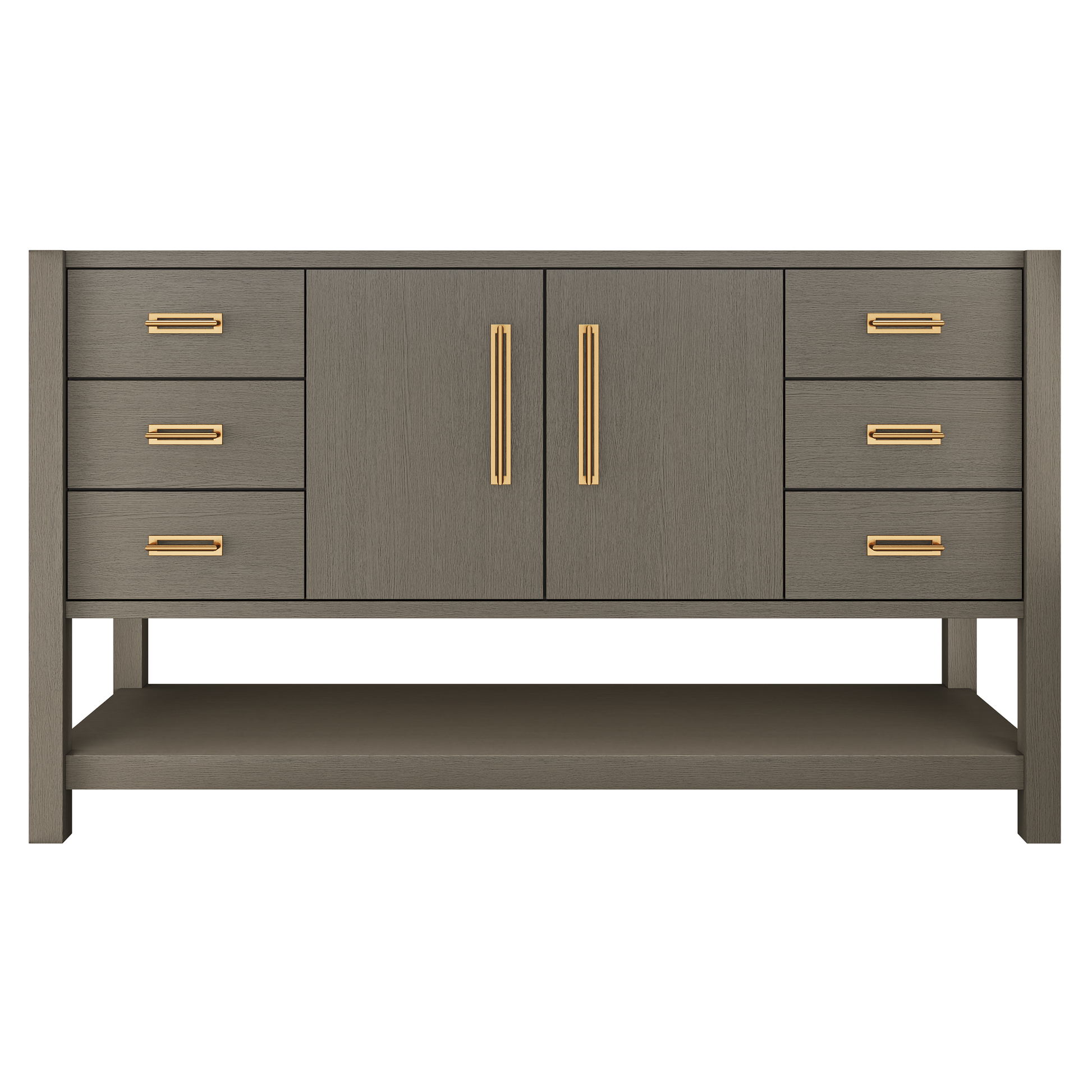 Kiawah Single Extra-Wide Bath Vanity 60in Gray Weathered Satin Gold
