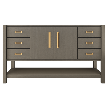 Kiawah Single Extra-Wide Bath Vanity 60in Gray Weathered Satin Gold