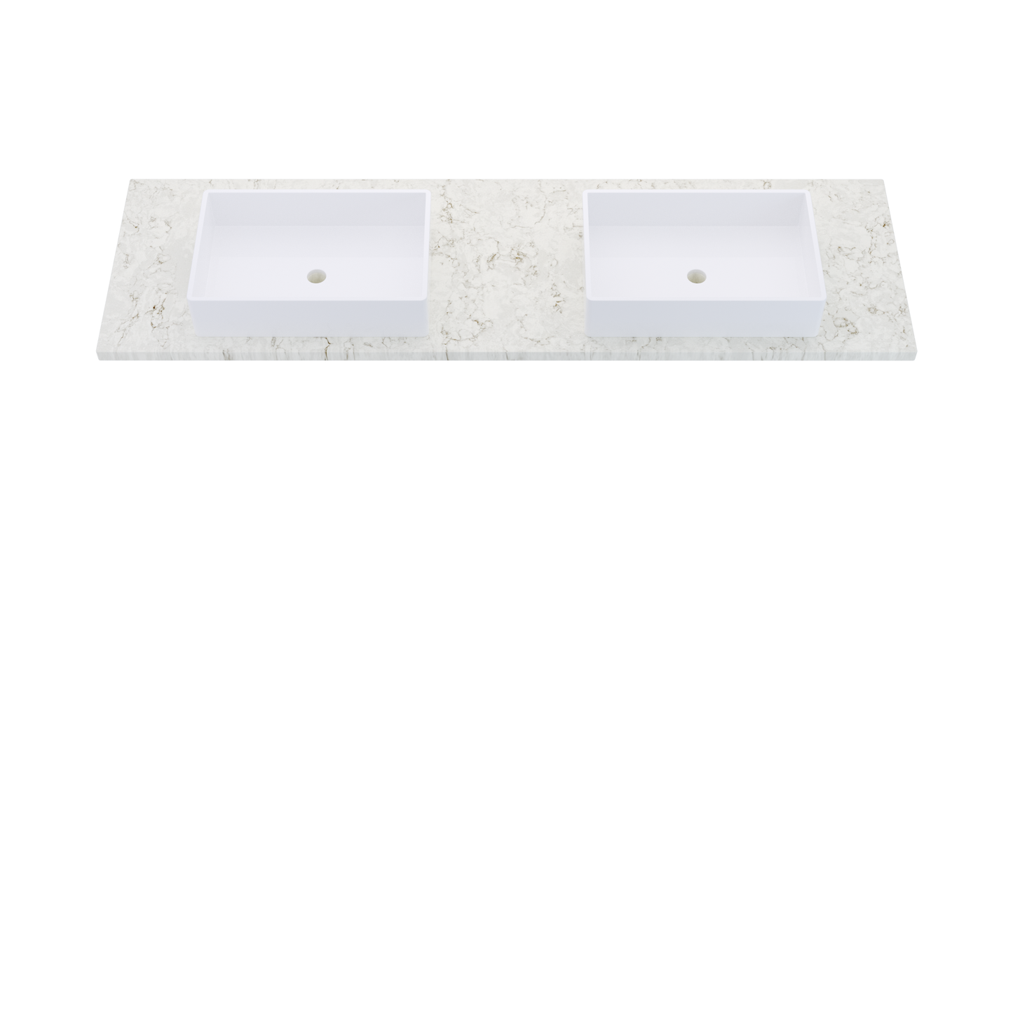 73" Vanderloc Silestone® Quartz Bathroom Vanity Top | Double Vigo Sink | Centered in Lusso