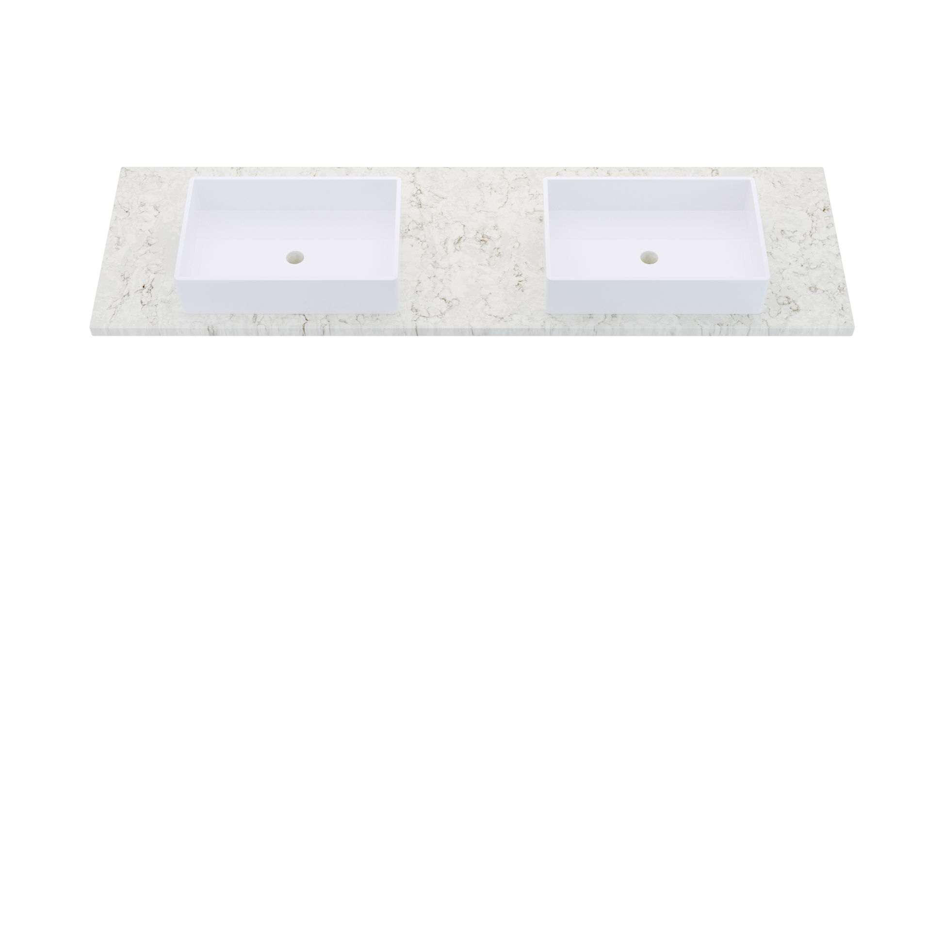 73" Vanderloc Silestone® Quartz Bathroom Vanity Top | Double Vigo Sink | Centered in Lusso
