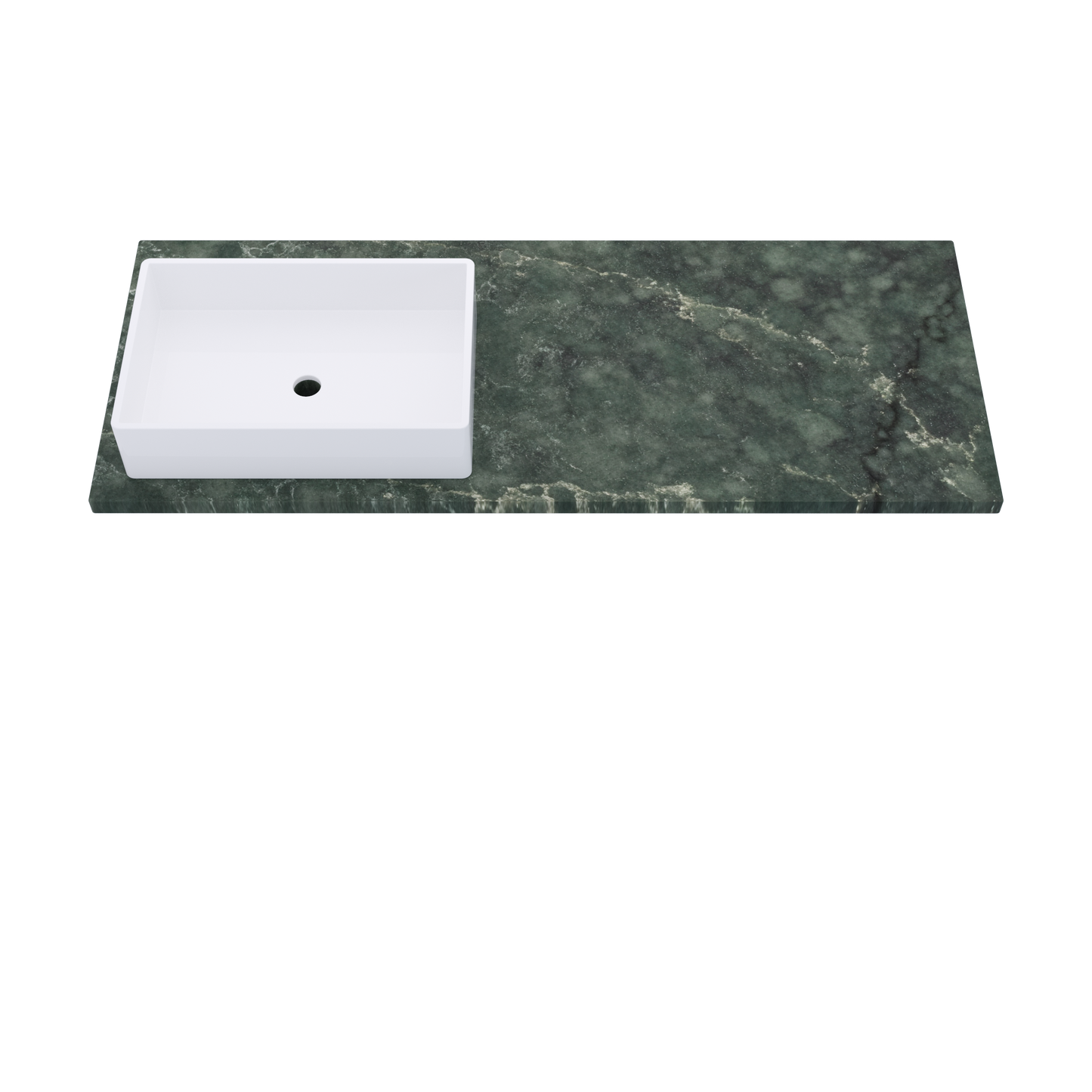 55" Vanderloc Silestone® Quartz Bathroom Vanity Top | Single Rectangle Sink | Offset in Jardin Emerald