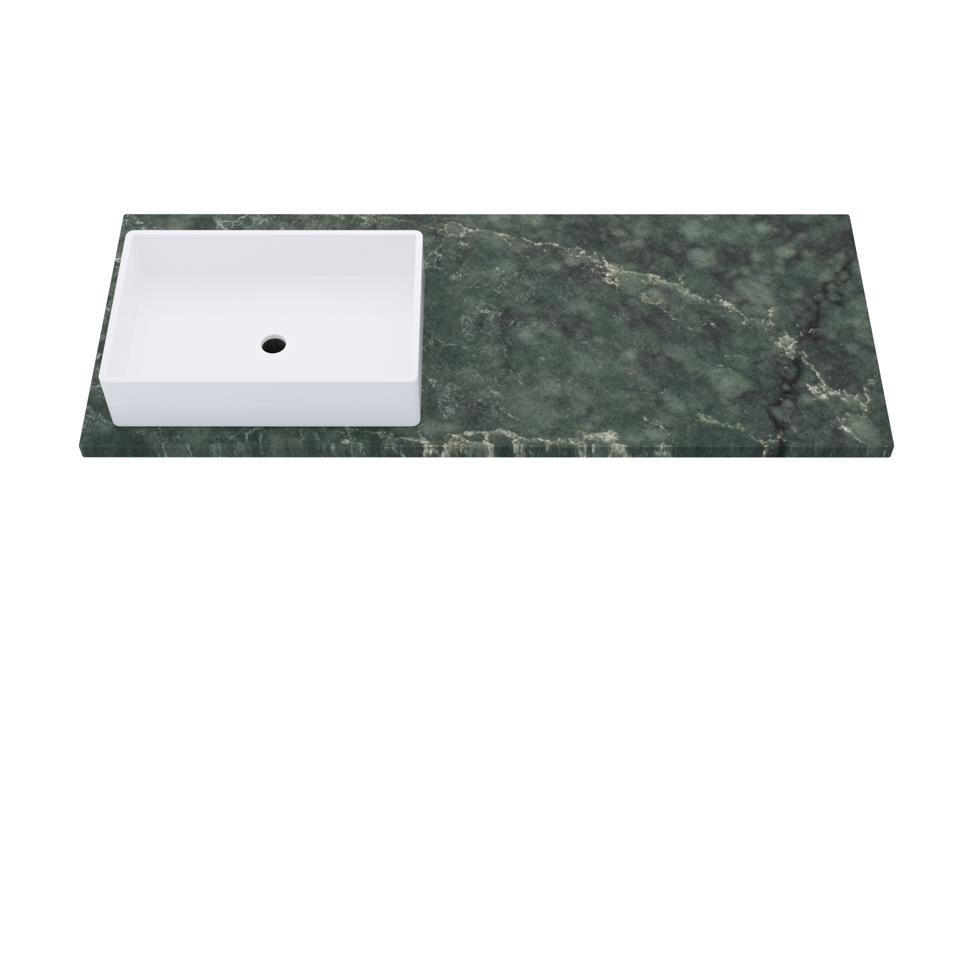 55" Vanderloc Silestone® Quartz Bathroom Vanity Top | Single Rectangle Sink | Offset in Jardin Emerald