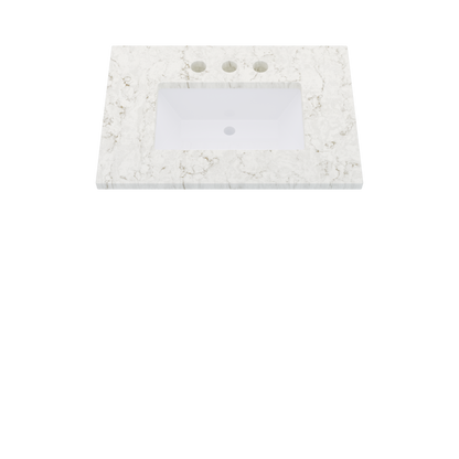 31" Vanderloc Silestone® Quartz Bathroom Vanity Top | Single Rectangle Sink | Centered in Lusso