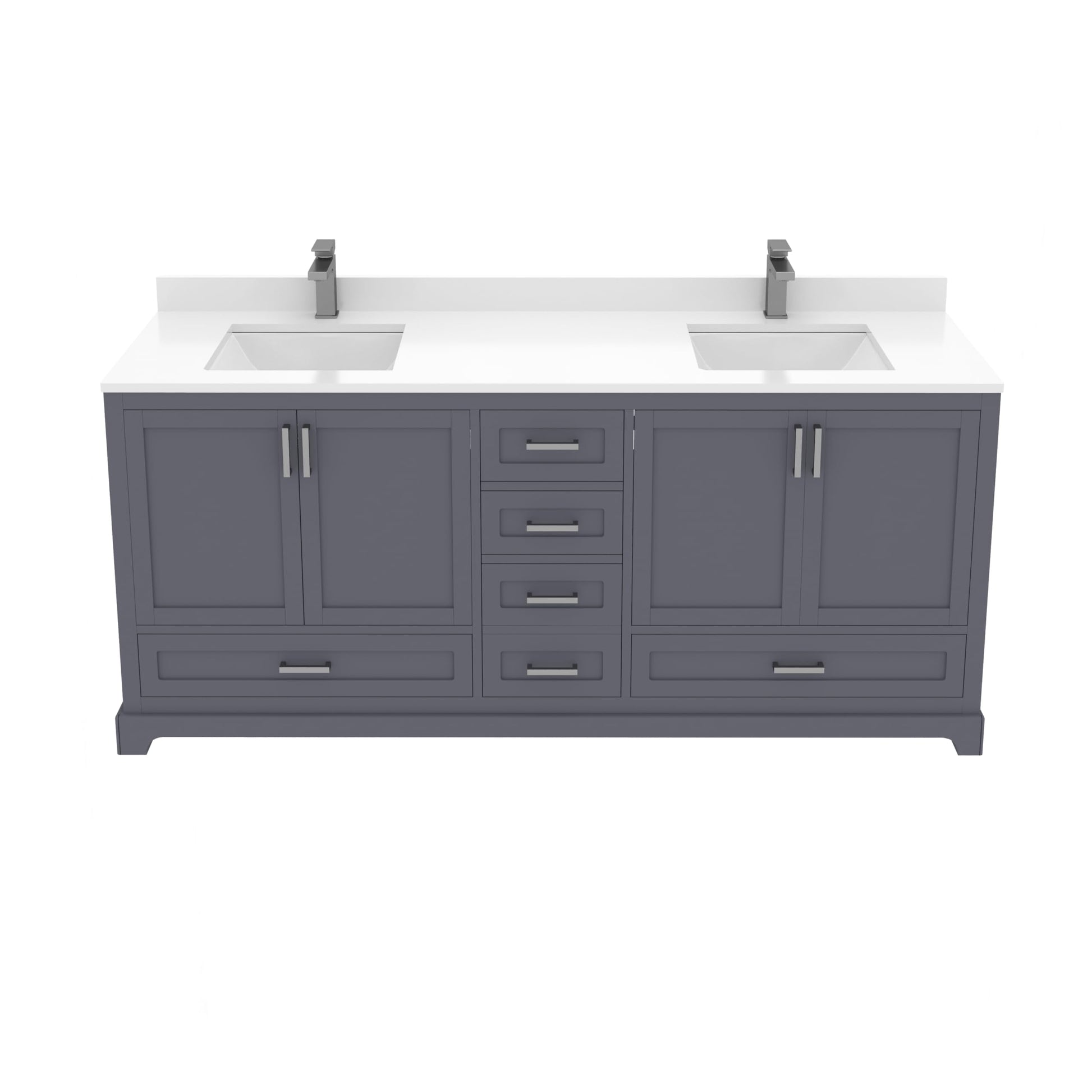 Ayna Decors Maya 72 Inch Charcoal Grey Bathroom Vanity Cabinet (Base Only) with Brushed Nickel Hardware