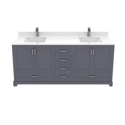 Ayna Decors Maya 72 Inch Charcoal Grey Bath Vanity with Pure White Quartz Countertop