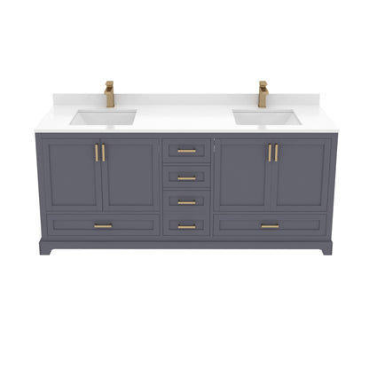 Ayna Decors Maya 72 Inch Charcoal Grey Bath Vanity with Pure White Quartz Countertop