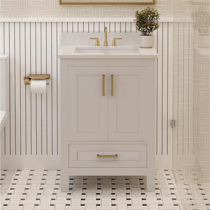 Ayna Decors Rooh 24 Inch White Bath Vanity with Pure White Quartz Countertop