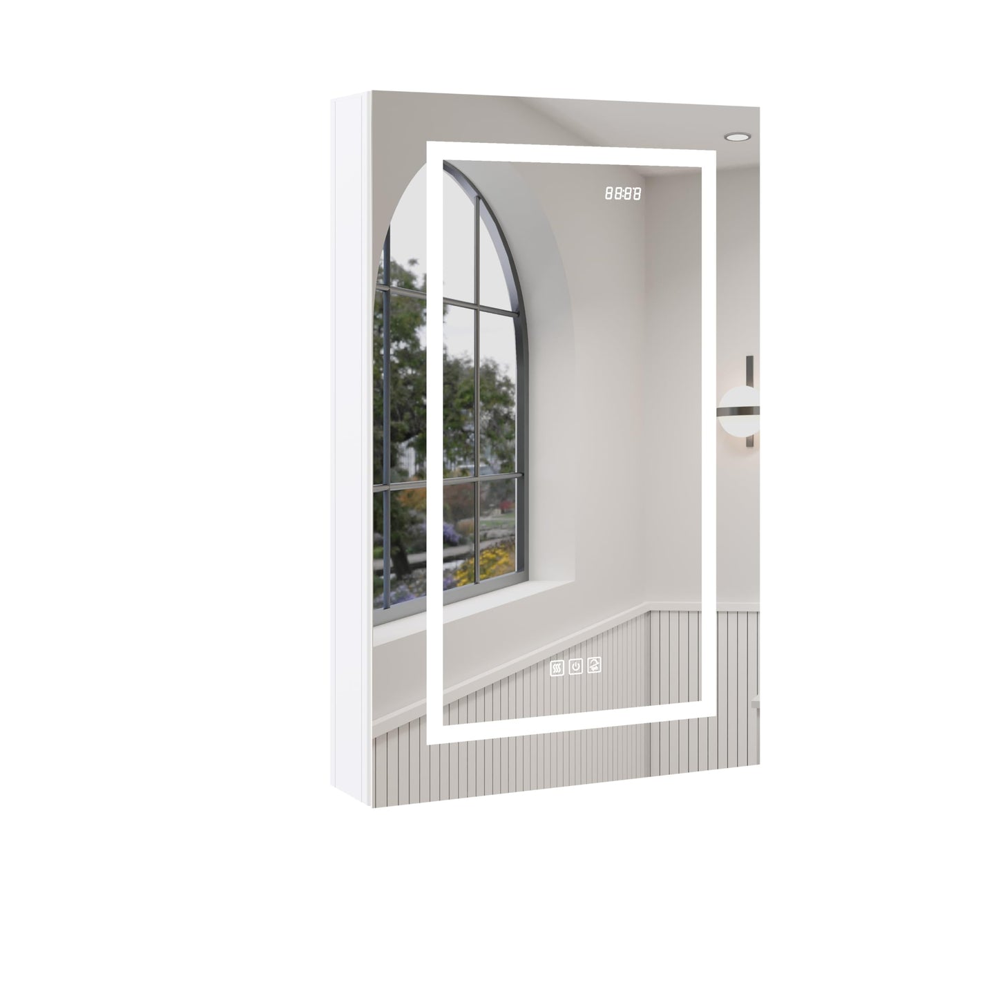 Ayna Decors Neo 20 in Single Door Bathroom LED Mirror Cabinet